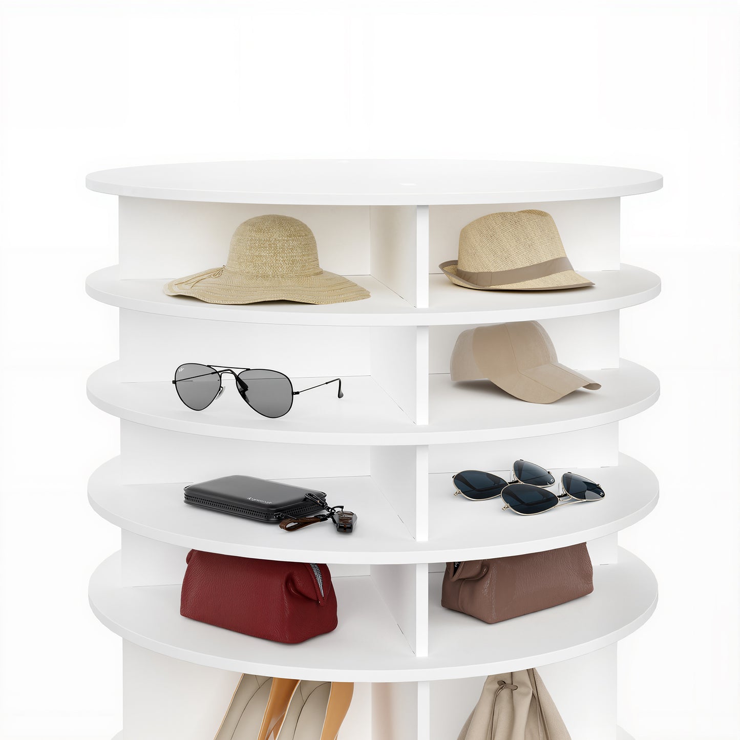 Giein Rotating Shoe Rack Tower 360°, 9-Tier Rotating Storage Tower Fits 36 Pairs of Shoes, Lazy Susan Shoe Organizer for Entryway, Closet (25.2x25.2x63.4 in)