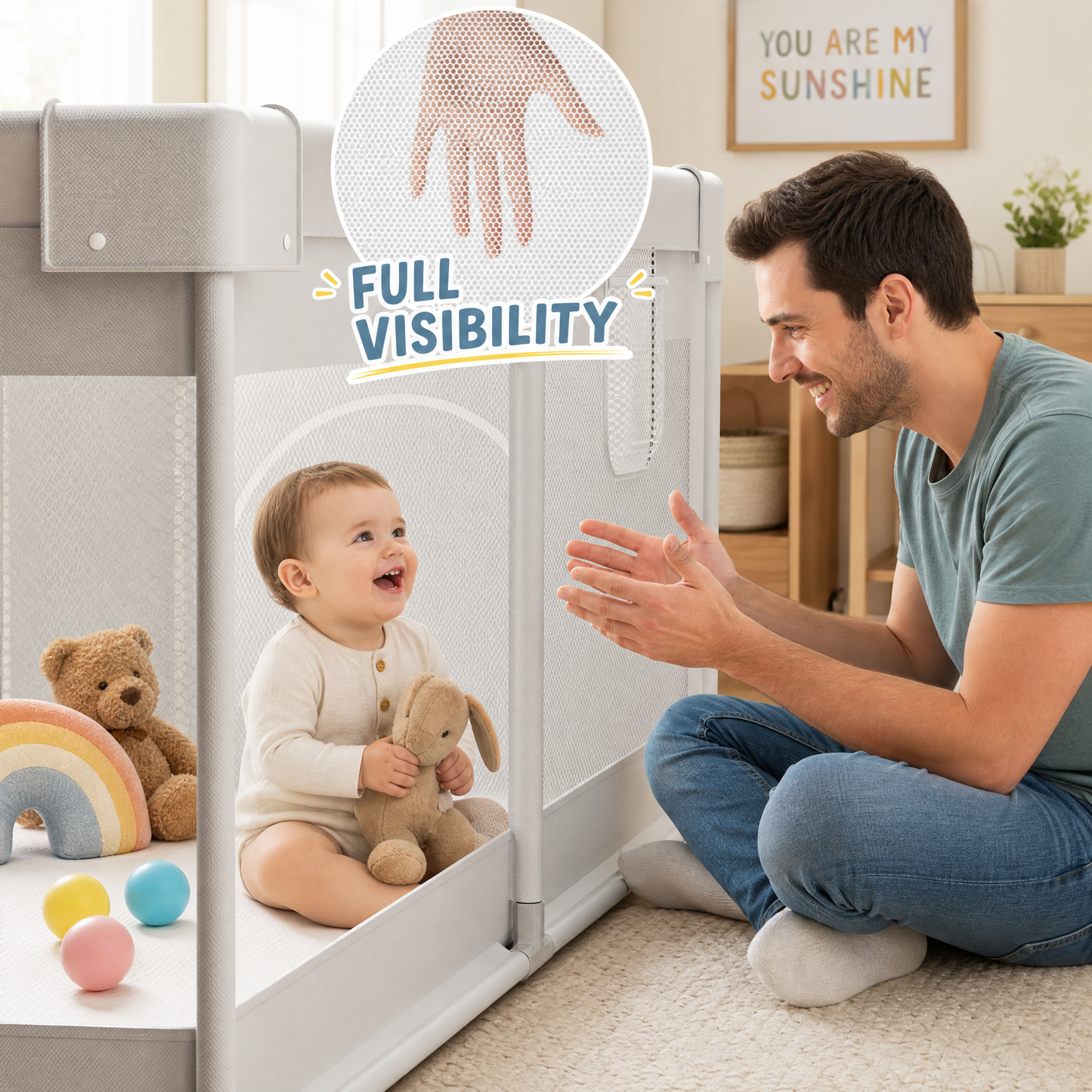Extra Large Baby Playpen 59x59 Play Pen for Babies and Toddlers Kids Safe Play Yard Baby Fence with Door Gary