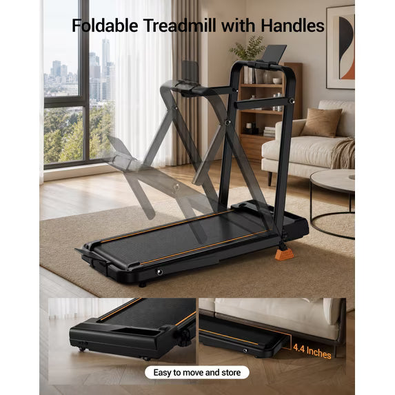 4-in-1 Foldable Walking Pad Treadmill with 16% Incline, 2.5HP Quiet Motor, Handles & 330 LB Capacity - Ideal for Home & Office Use