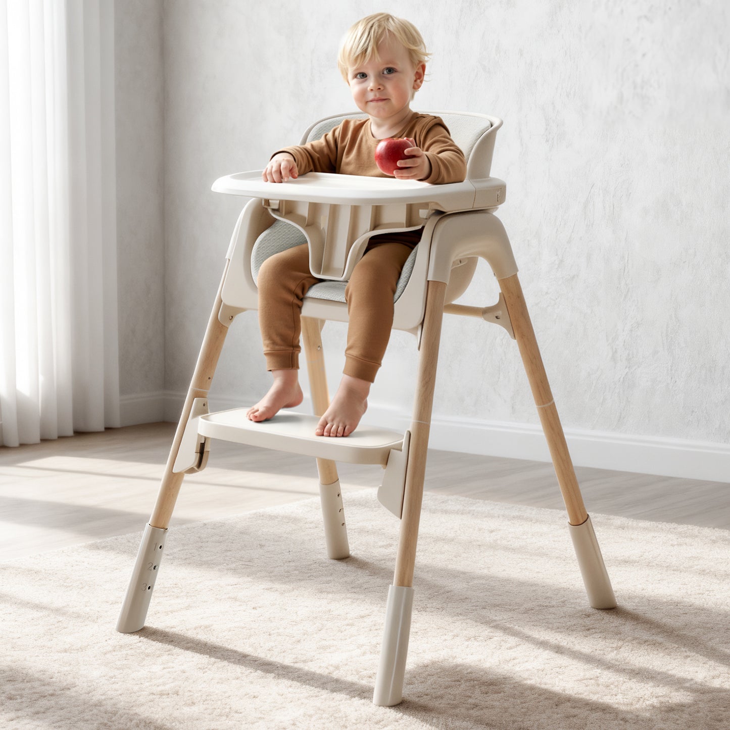 4-in-1 Baby Feeding Chairs with Detachable Dishwasher Tray for Babies and Toddlers Easy Clean High chair, Beige