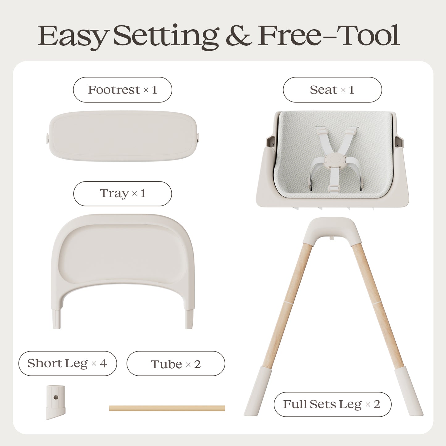 4-in-1 Baby Feeding Chairs with Detachable Dishwasher Tray for Babies and Toddlers Easy Clean High chair, Beige