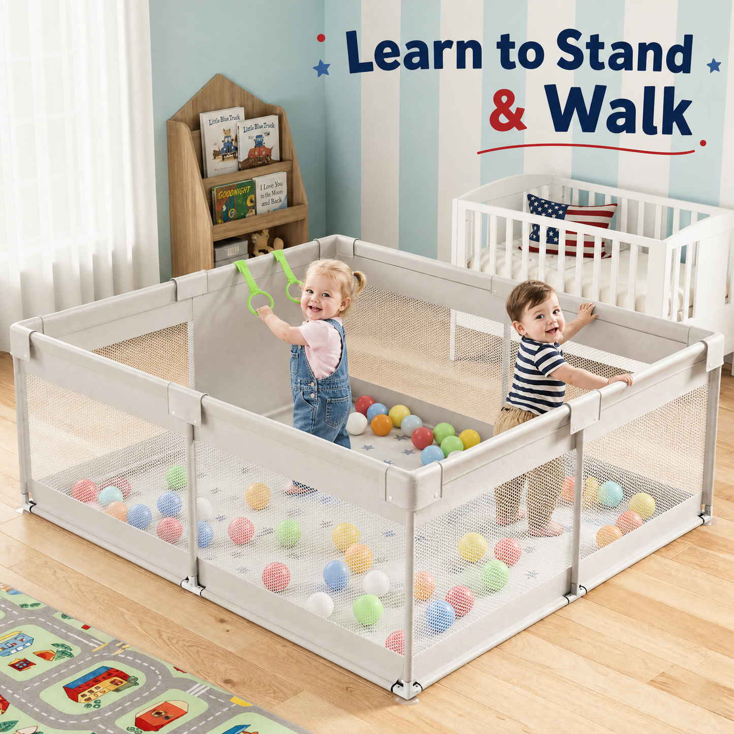 Extra Large Baby Playpen 59x59 Play Pen for Babies and Toddlers Kids Safe Play Yard Baby Fence with Door Gary