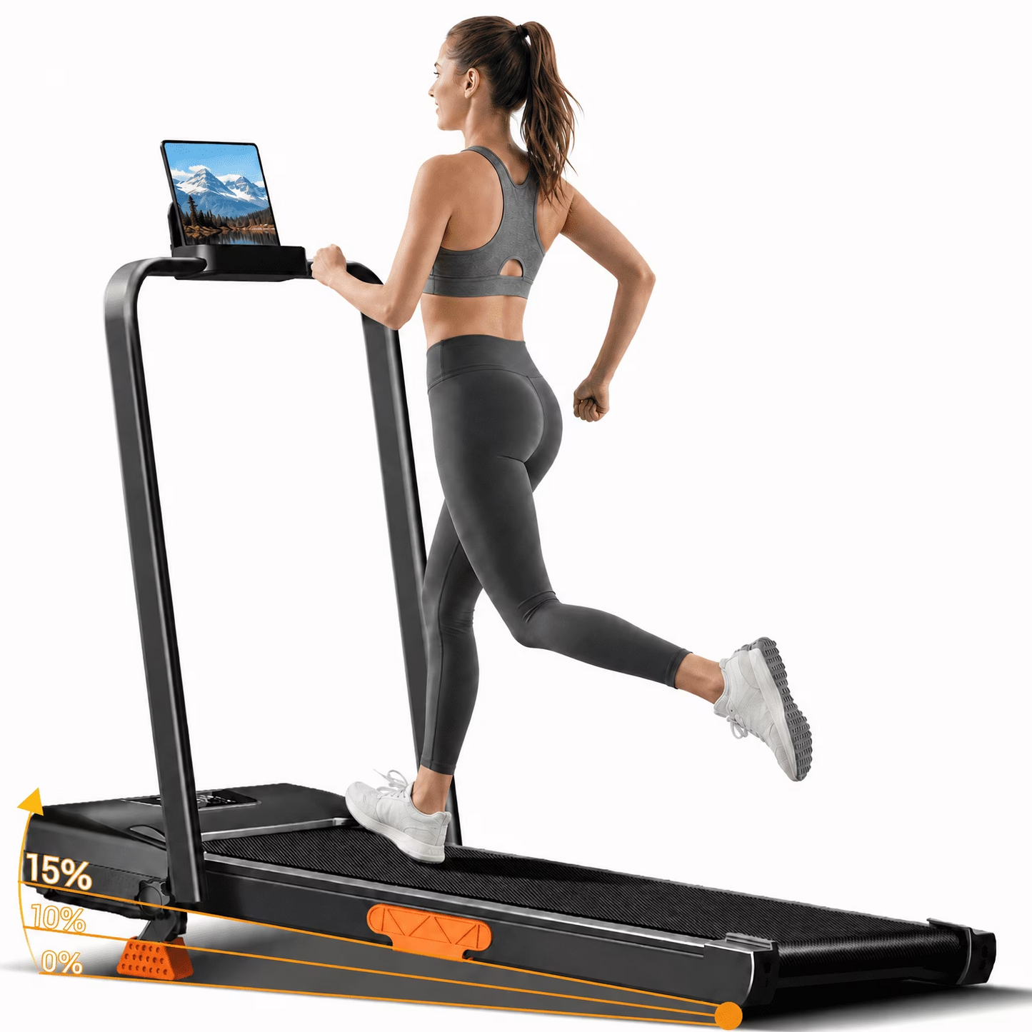 4-in-1 Foldable Walking Pad with 10% Incline, 2.5 HP Under Desk Treadmill for Home Office, 300 lb Capacity