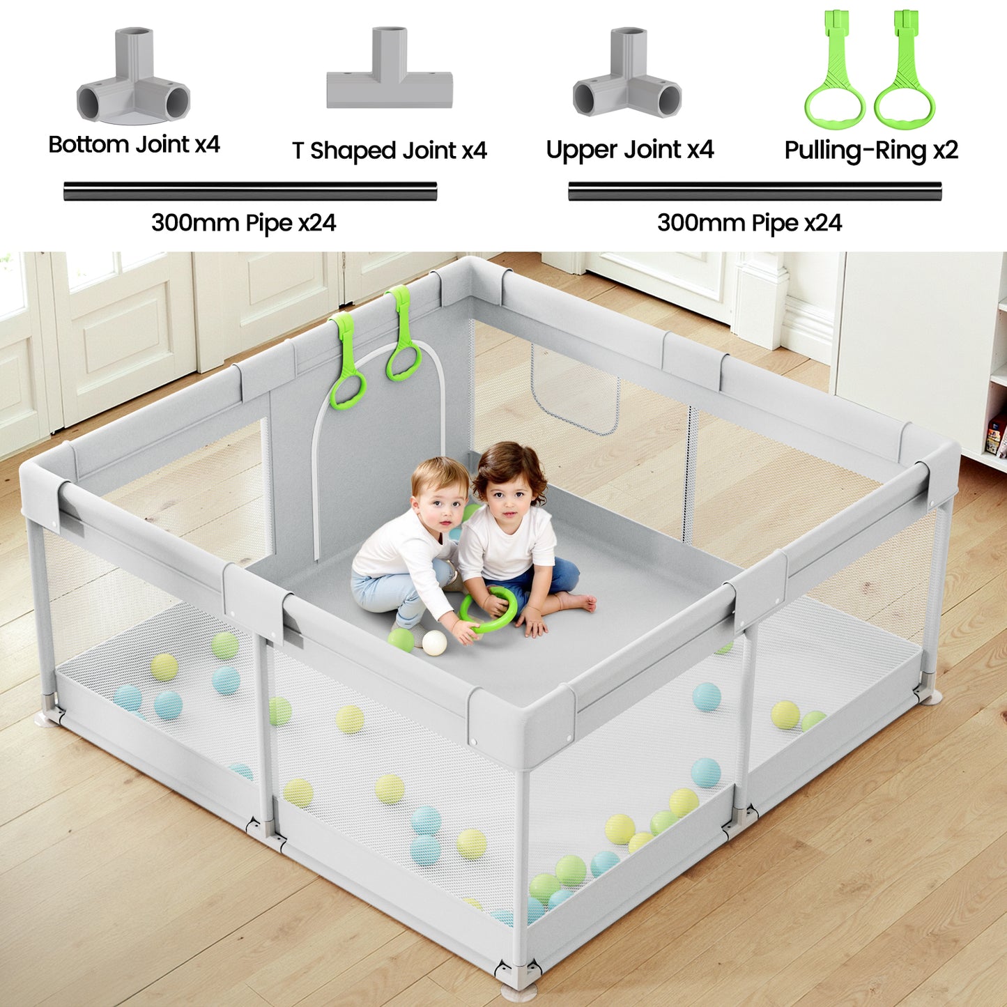 47x47inch Spacious Baby Playpen Playpen for Babies and Toddlers Play Yard for Apartment Indoor Extra Large Baby Activity Center Gray