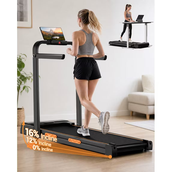 4-in-1 Foldable Walking Pad Treadmill with 16% Incline, 2.5HP Quiet Motor, Handles & 330 LB Capacity - Ideal for Home & Office Use