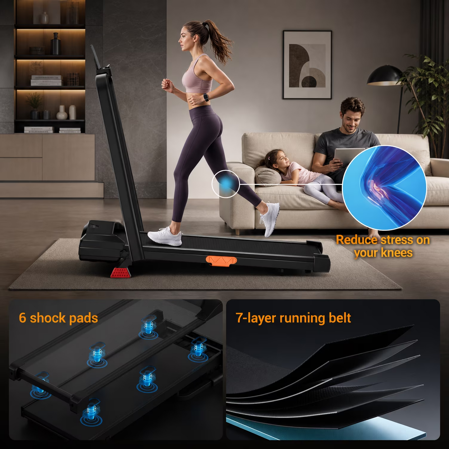4-in-1 Foldable Walking Pad with 10% Incline, 2.5 HP Under Desk Treadmill for Home Office, 300 lb Capacity