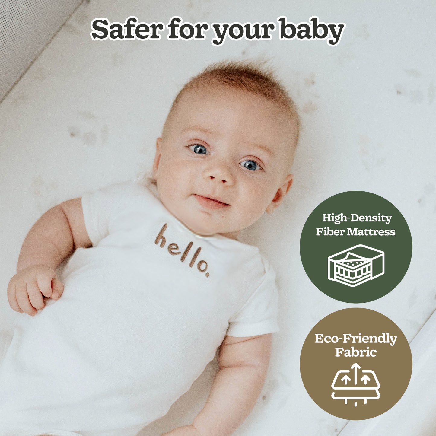 Baby Bassinets with wheels & high-density cotton fiber mattress Height Adjustable Baby Crib for Infants, Beige