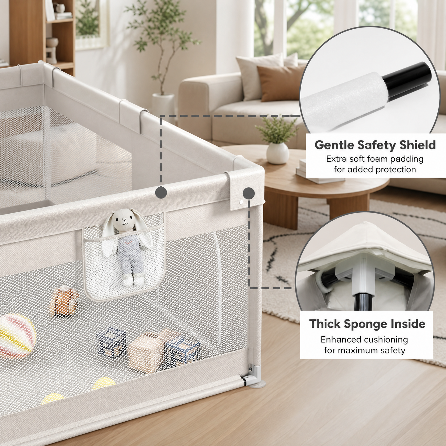 Extra Large Baby Playpen 59x59 Play Pen for Babies and Toddlers Kids Safe Play Yard Baby Fence with Door Gary