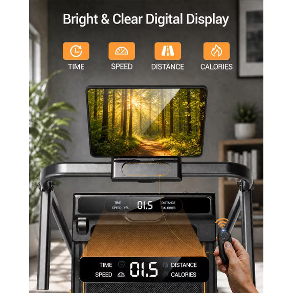 4-in-1 Foldable Walking Pad Treadmill with 16% Incline, 2.5HP Quiet Motor, Handles & 330 LB Capacity - Ideal for Home & Office Use