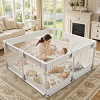 47x47inch Spacious Baby Playpen Playpen for Babies and Toddlers Play Yard for Apartment Indoor Extra Large Baby Activity Center Beige