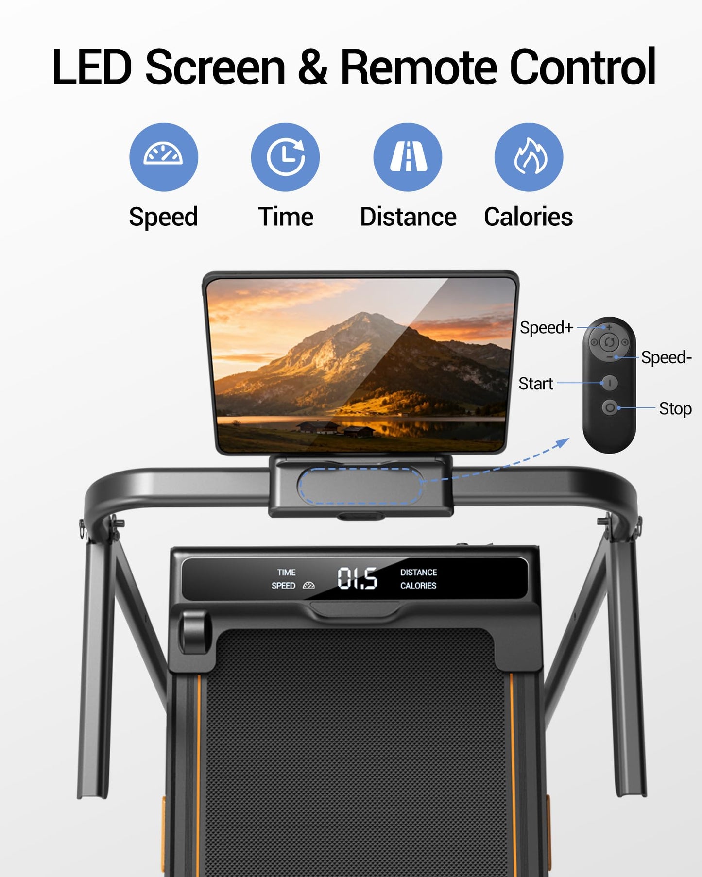 16% Incline Walking Pad Treadmill, 4-in-1 Foldable Under Desk Treadmill with Handles, 2.5 HP Quiet Motor, 330 LB Capacity