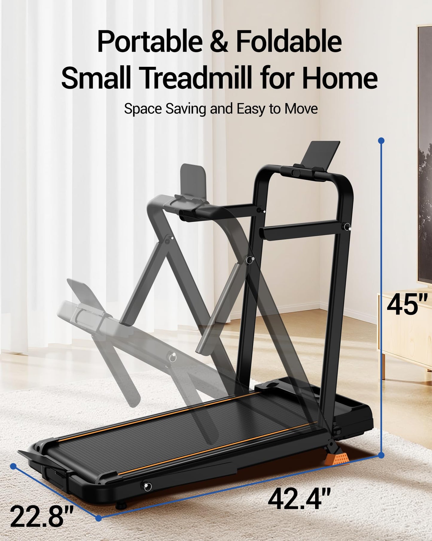 16% Incline Walking Pad Treadmill, 4-in-1 Foldable Under Desk Treadmill with Handles, 2.5 HP Quiet Motor, 330 LB Capacity