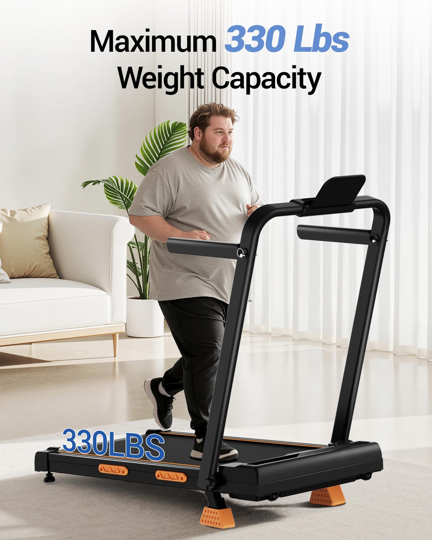 16% Incline Walking Pad Treadmill, 4-in-1 Foldable Under Desk Treadmill with Handles, 2.5 HP Quiet Motor, 330 LB Capacity