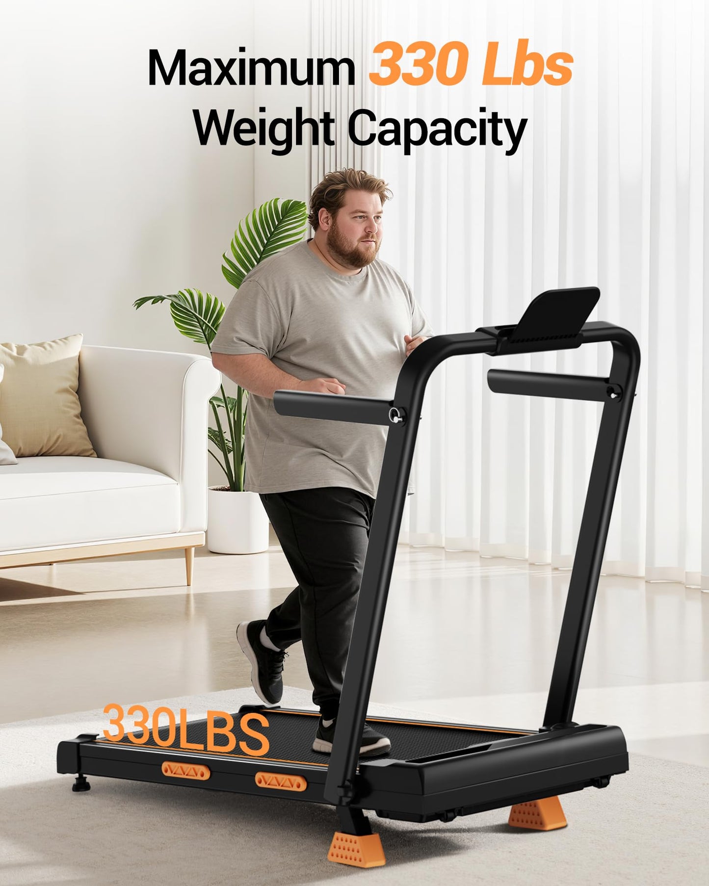 4-in-1 Foldable Walking Pad Treadmill with 16% Incline, 2.5HP Quiet Motor, Handles & 330 LB Capacity - Ideal for Home & Office Use