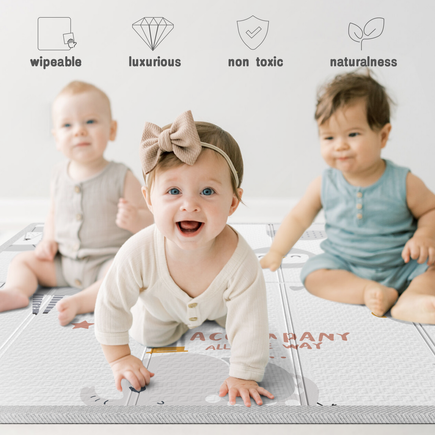 47x47inch Unicorn Baby Playpen with Mat Play Yard for Babies and Toddlers Baby Playard Indoor Beige